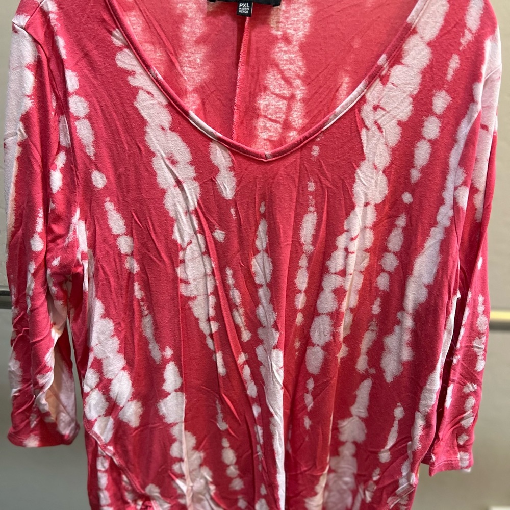Pink and White Tie-Dye Top